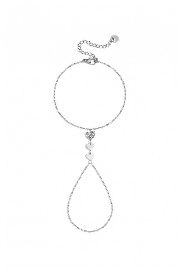Elegant Heart Hand Chain - All Fit, Rhinestone Charm