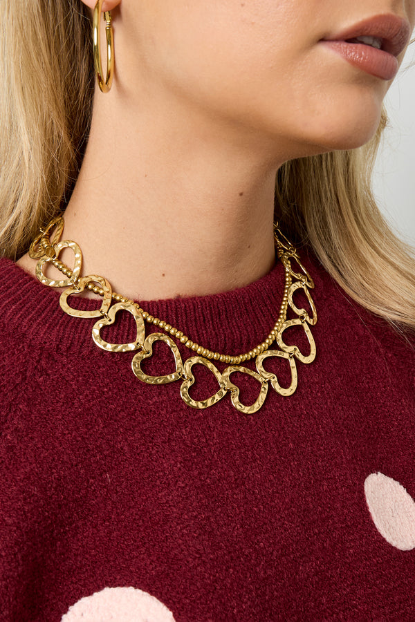 Collares de cadena de acero inoxidable con forma de corazón, informales, diarios, serie sencilla, joyería para mujer